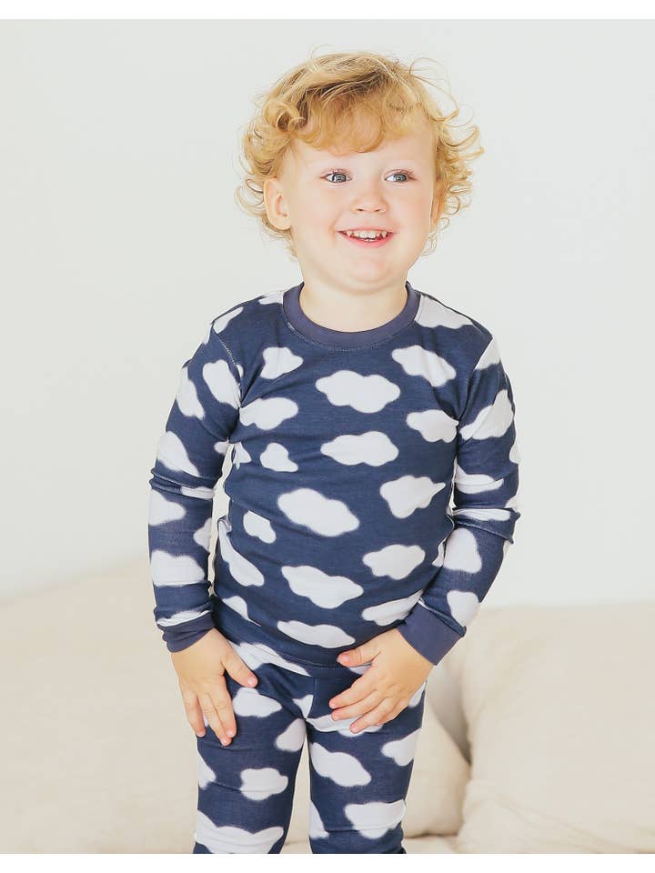 Marine Pyjama à manches longues en modal Navy Cloud en vente sur Faire4