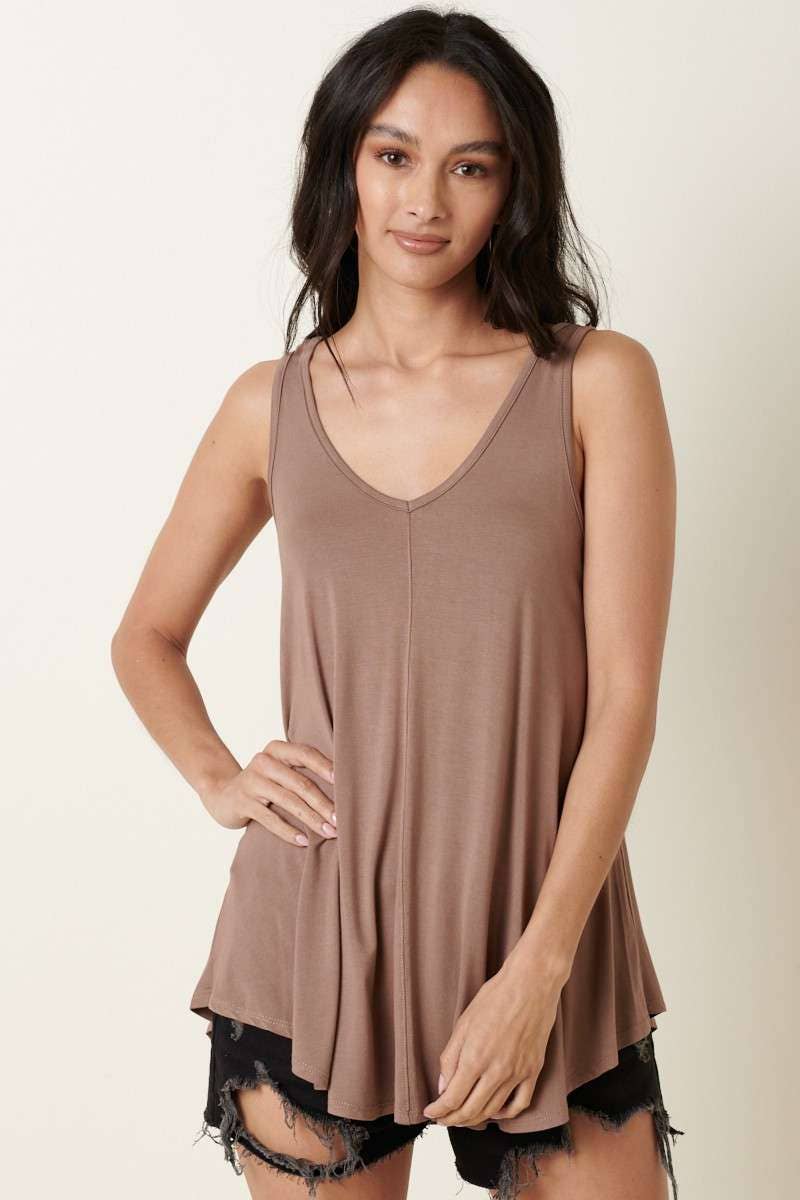 mittoshop - Wholesale Tunic - Women's - BAMBOO FABRIC V-NECK DOLPHIN HEM SLEEVELESS TOP3