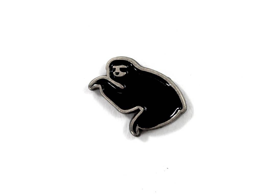 Sloth Steady - Wholesale Lapel Pin/Button - The Black on Silver Mini Sloth Pin0