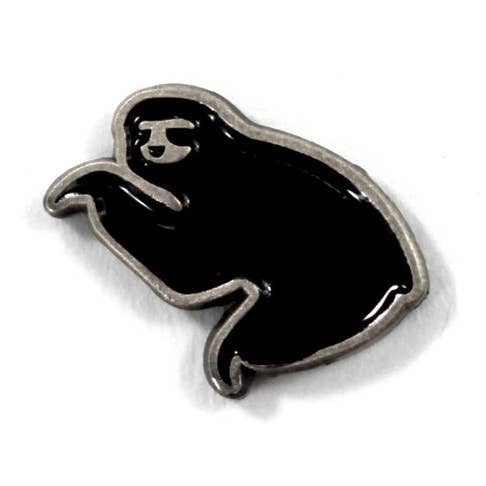Sloth Steady - Wholesale Lapel Pin/Button - The Black on Silver Mini Sloth Pin0