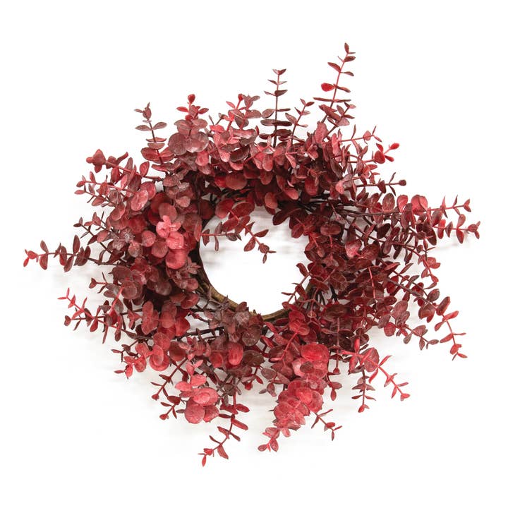 Soft Touch Baby Eucalyptus Wreath - Burgundy - 14" for wholesale by Saybrook Lane
