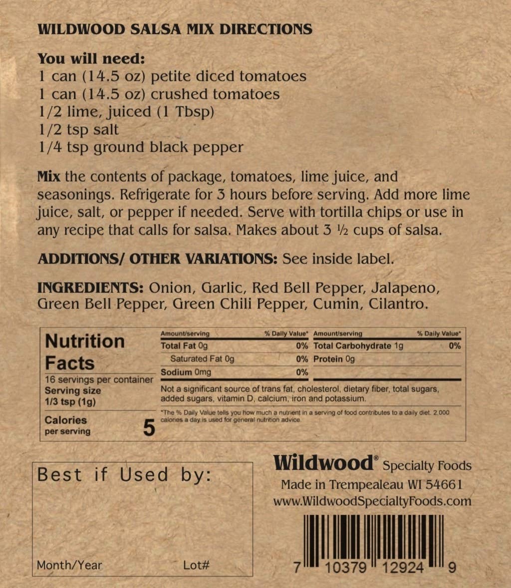 Wildwood Specialty Foods - Wholesale Dip - 3 Dip Collection: Salsa, Dill, Spinach & Herb6