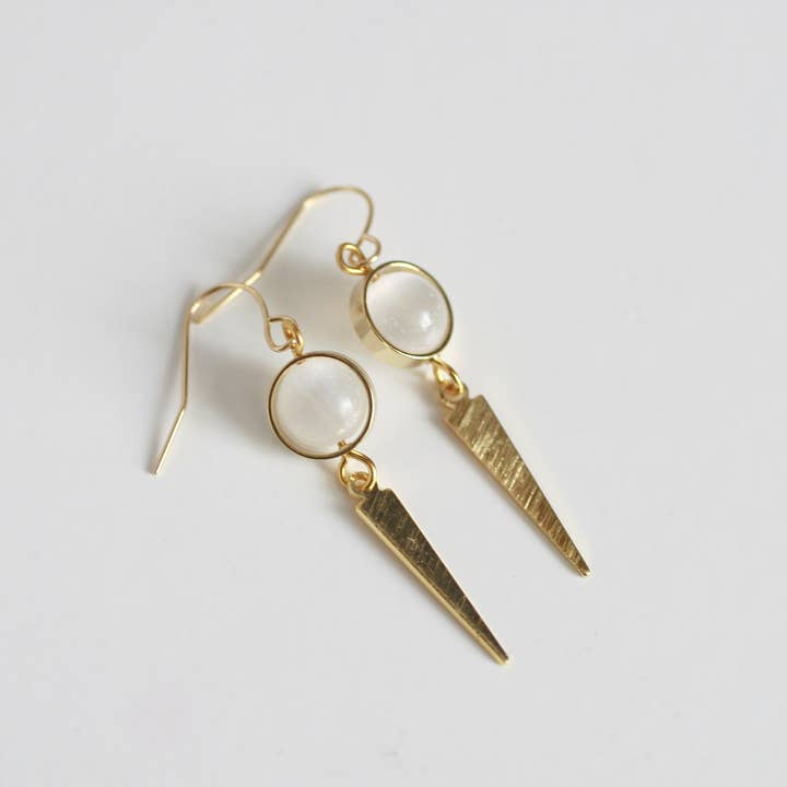 Kaiko Studio – wholesale Dangle earrings – Selenite & Triangle Earrings | Crystal Jewellery