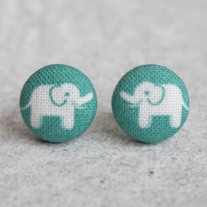 Elephant Parade Fabric Button Earrings for wholesale by Rachel O's