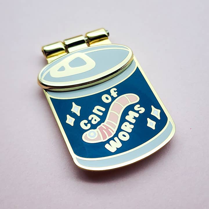 Toku Arts - Wholesale Lapel Pin/Button - Can of Worms Hinged Enamel Pin4