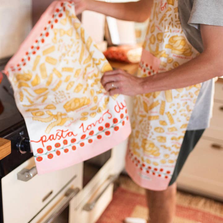 Pasta Lovers Club Organic Cotton Apron for wholesale by Laura Barnes Wholesale Ltd