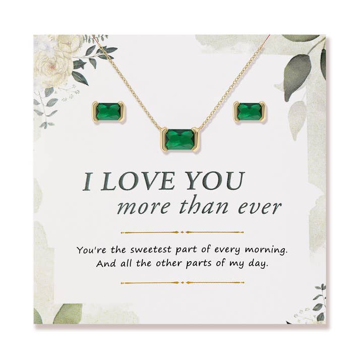 Love You Horizontal Emerald Jewelry Set for wholesale by Meissa Jewelry