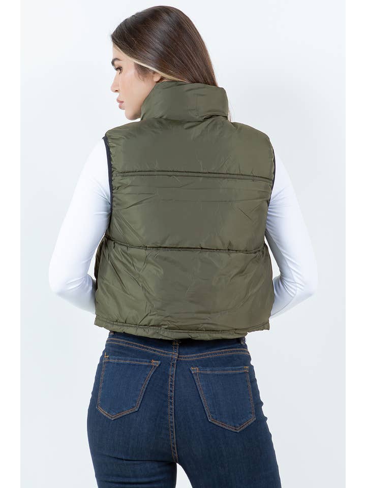 Veracci - Wholesale Outerwear Vest - Women's - Cropped Puffer Vest, Nylon Puffer Vest
