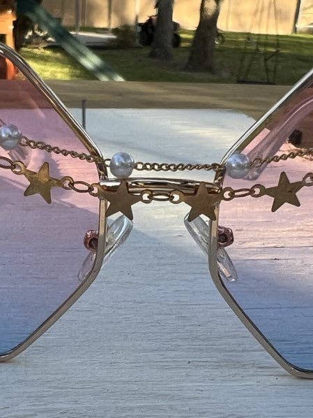 Rosafarbene Oktagon-Zigeunerbrille mit Ombre-Motiv für den Großhandel von Glass Mermaid Makings