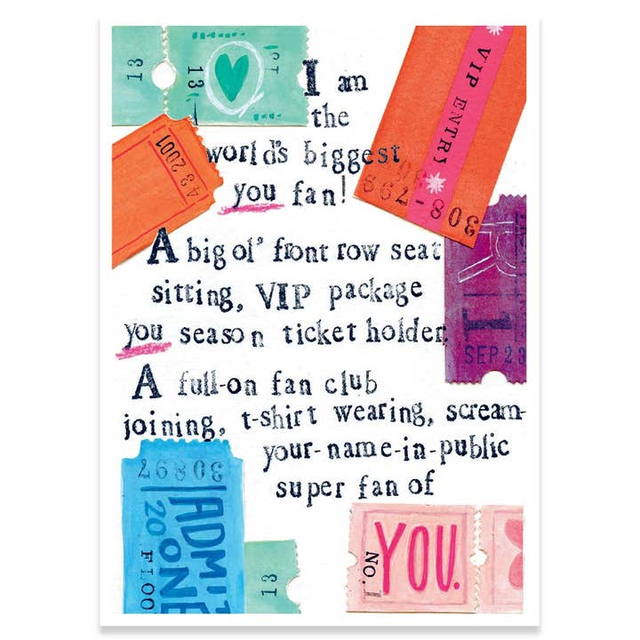 Calypso Cards LLC - Wholesale Friendship Card - YOU FAN SUPPORT GREETING CARD 4.5 x 6.25"