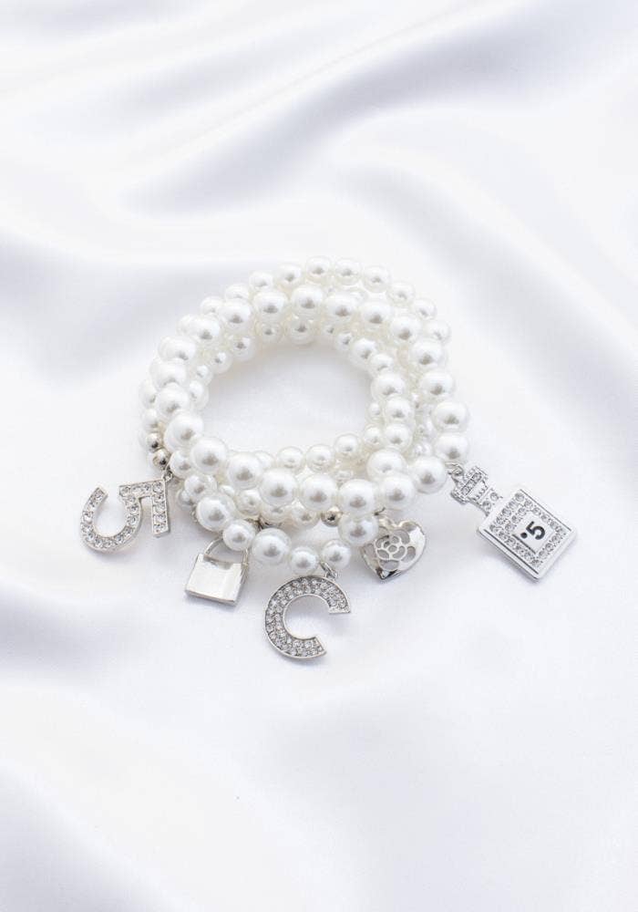 anbfashion - Wholesale Charm/Dangle Bracelet - NEW Multiple Charm Beads Stretchable Bracelet 12394