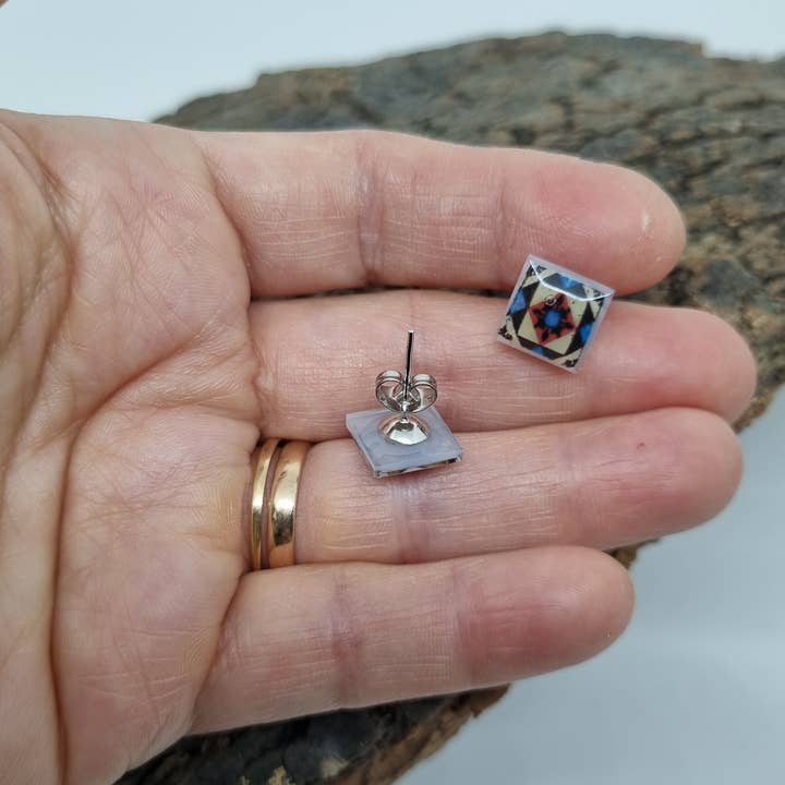 LUSO TILES JEWELRY - Wholesale Gauge/Plug Earrings - Pendientes post cuadrados coloridos11