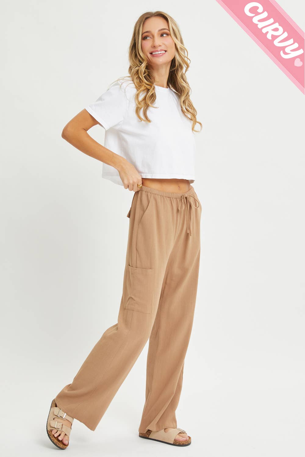 Sweet Lovely by Jen - Wholesale Pants - Women's - PLUS SIZE LINEN- BLEND PULL-ON-PANTS20