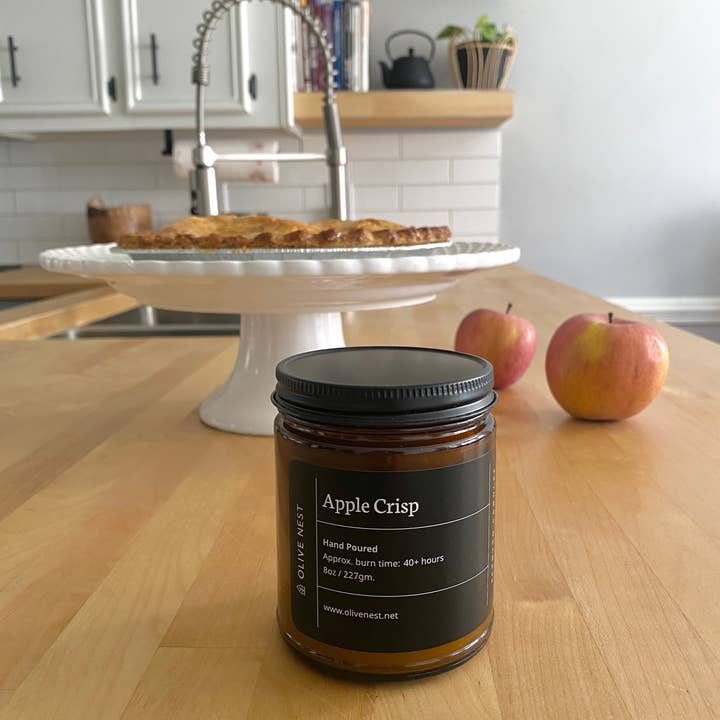 OLIVE NEST - Wholesale Jar/Filled Candle - FALL Favorite Apple Crisp Soy Blend Wood Wick Candle2