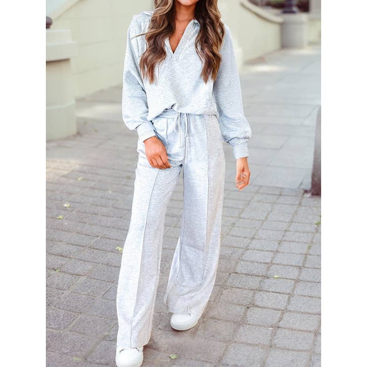 Polo Collar V Neck Pullover and Drawstring Sweatpants Set and other Purchase Wholesale apparel sweatpants. Free Returns & Net 60 Terms on Faire trending on Faire.