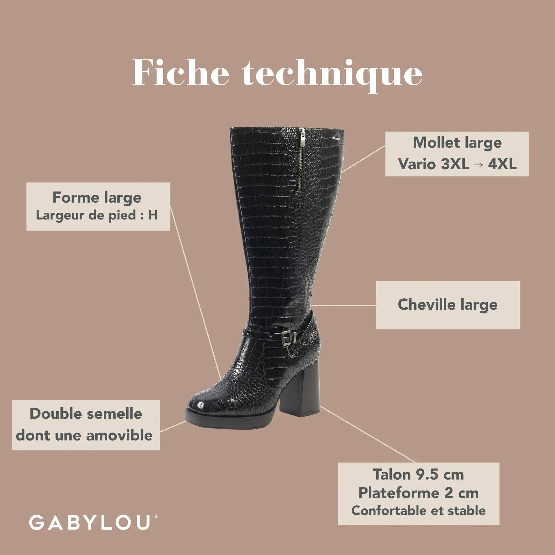 Gabylou - Wholesale Boots - Women's - Wide Calf Boots 3XL - Manon Model36