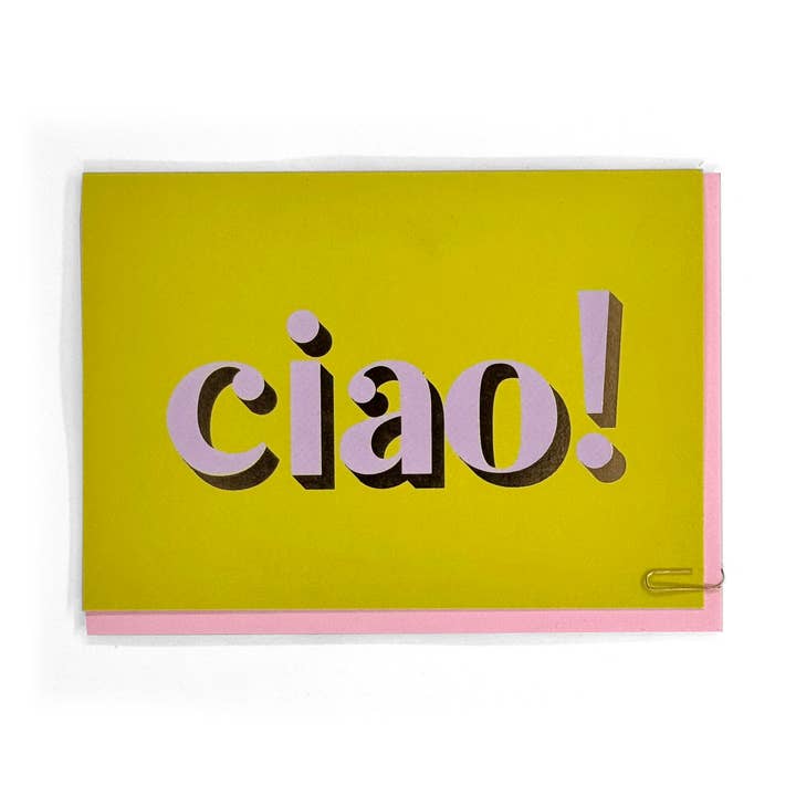 Ciao Hello Goodbye Font Foiled Greeting Card for wholesale by Pavilion