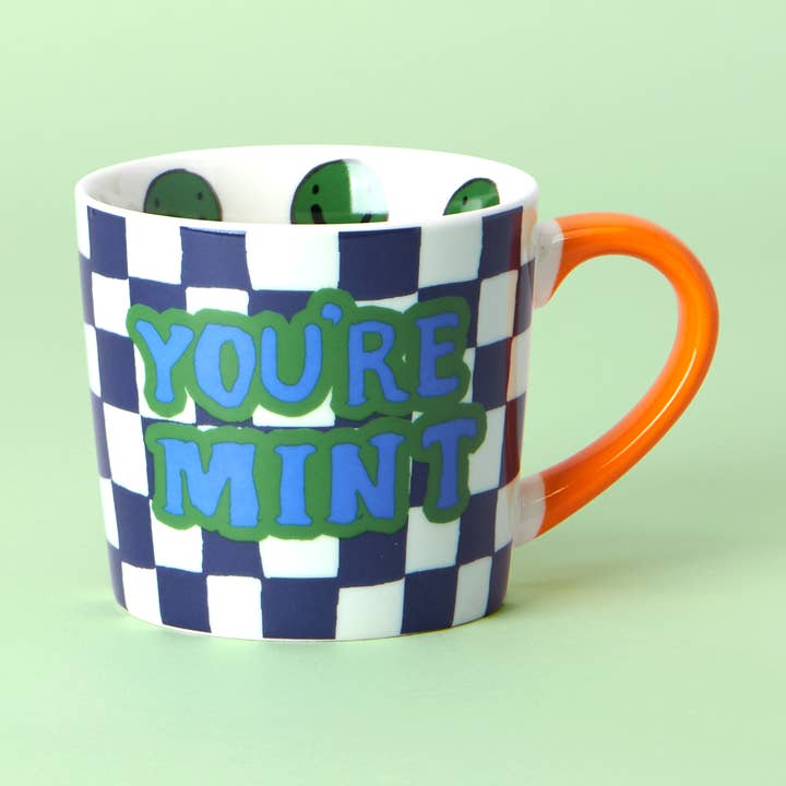 You're Mint Checkerboard Mug for wholesale by Eleanor Bowmer