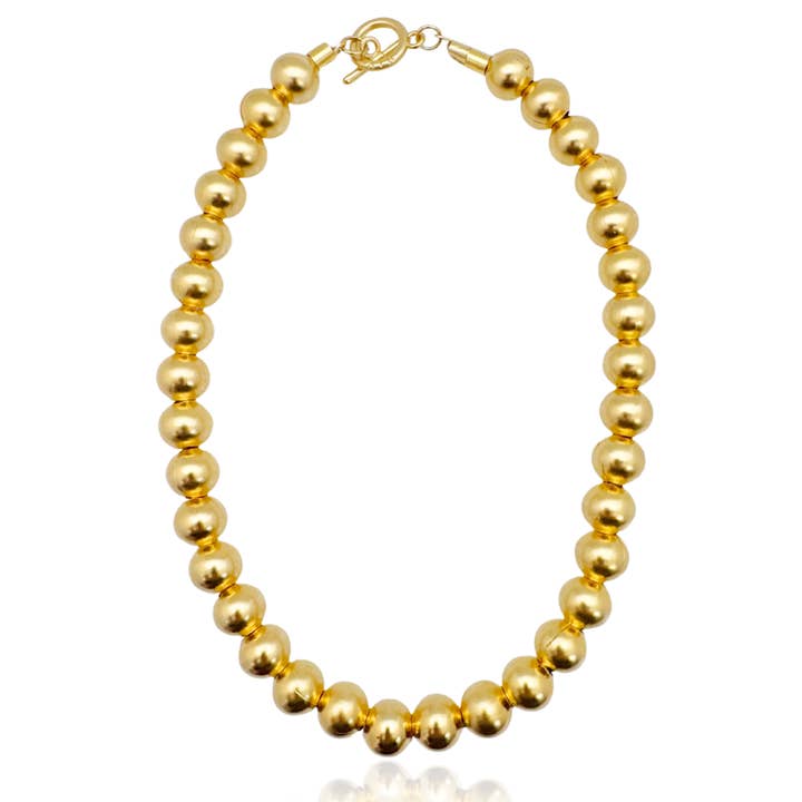 N2008Short plated beaded necklace for wholesale by Niv Jewelry