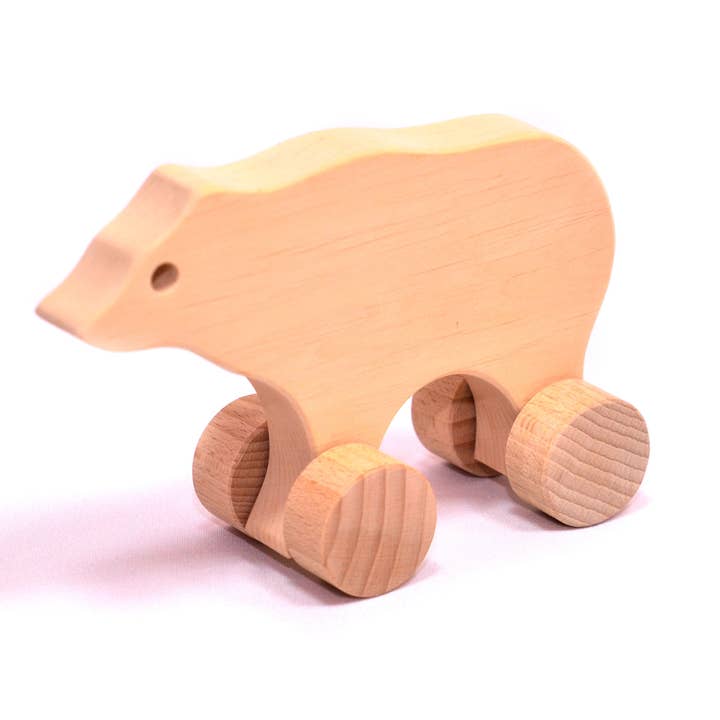 Trä leksak björn, Småbarn leksak, Tryck & drar leksak, Trä leksak för wholesale av Lis Toys