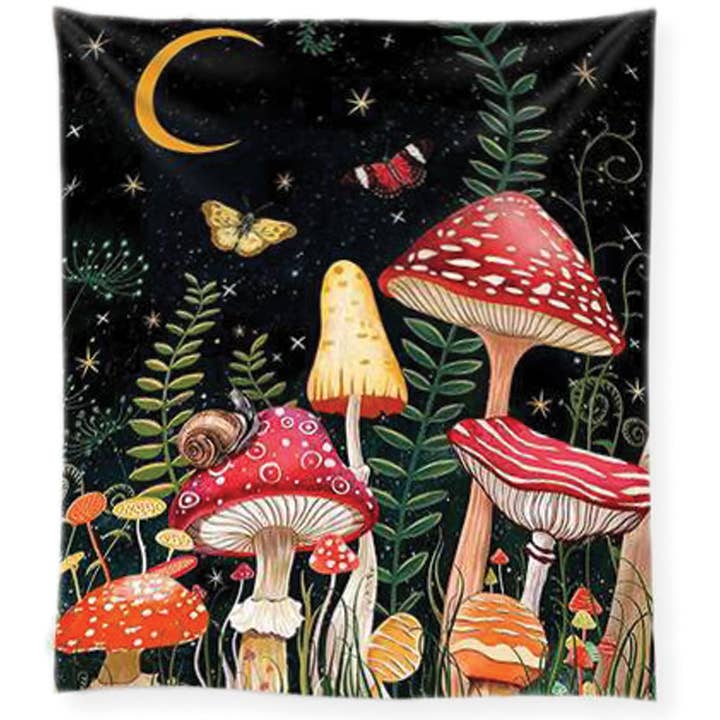 Night Sprout Mushroom Moon Tapestry for wholesale by ZAD