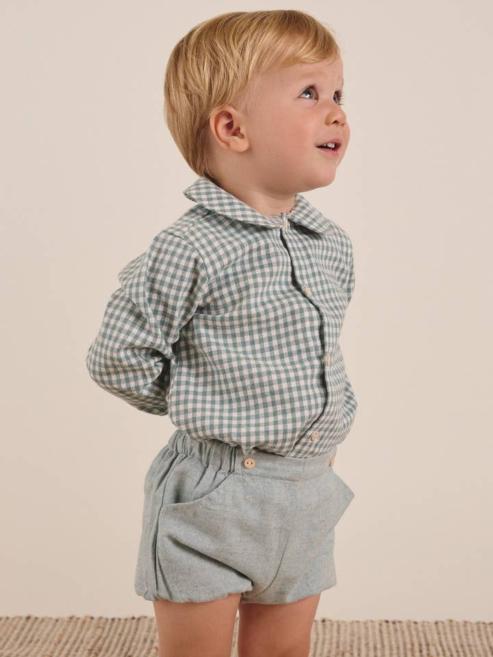 Groen geruit vichy flanellen overhemd voor babyjongen voor wholesale door Dadati