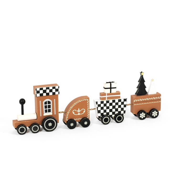 Adams & Co. - Wholesale Christmas Decoration - 71277 - 18x6 wooden train (CHRISTMAS) Christmas Decor
