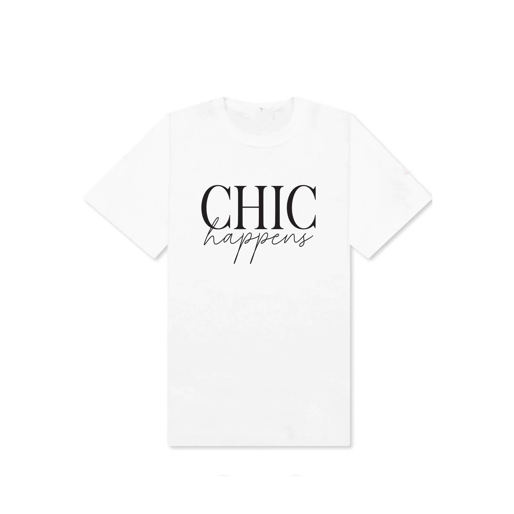 nobarand - Wholesale Screen Printed T-Shirt - Women's - DOT-L4500 CHIC HAPPENS GRAPHIC TEE1