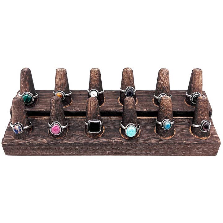 Anju Jewelry - Wholesale Single Stone/Solitaire Ring - Kashi Semiprecious Small Stone Ring Prepack (with Display)