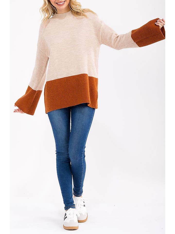ROUSSEAU - Wholesale Knit Sweater - Women's - LONG SLEEVE COLORBLOCK PULLOVER SWEATER3