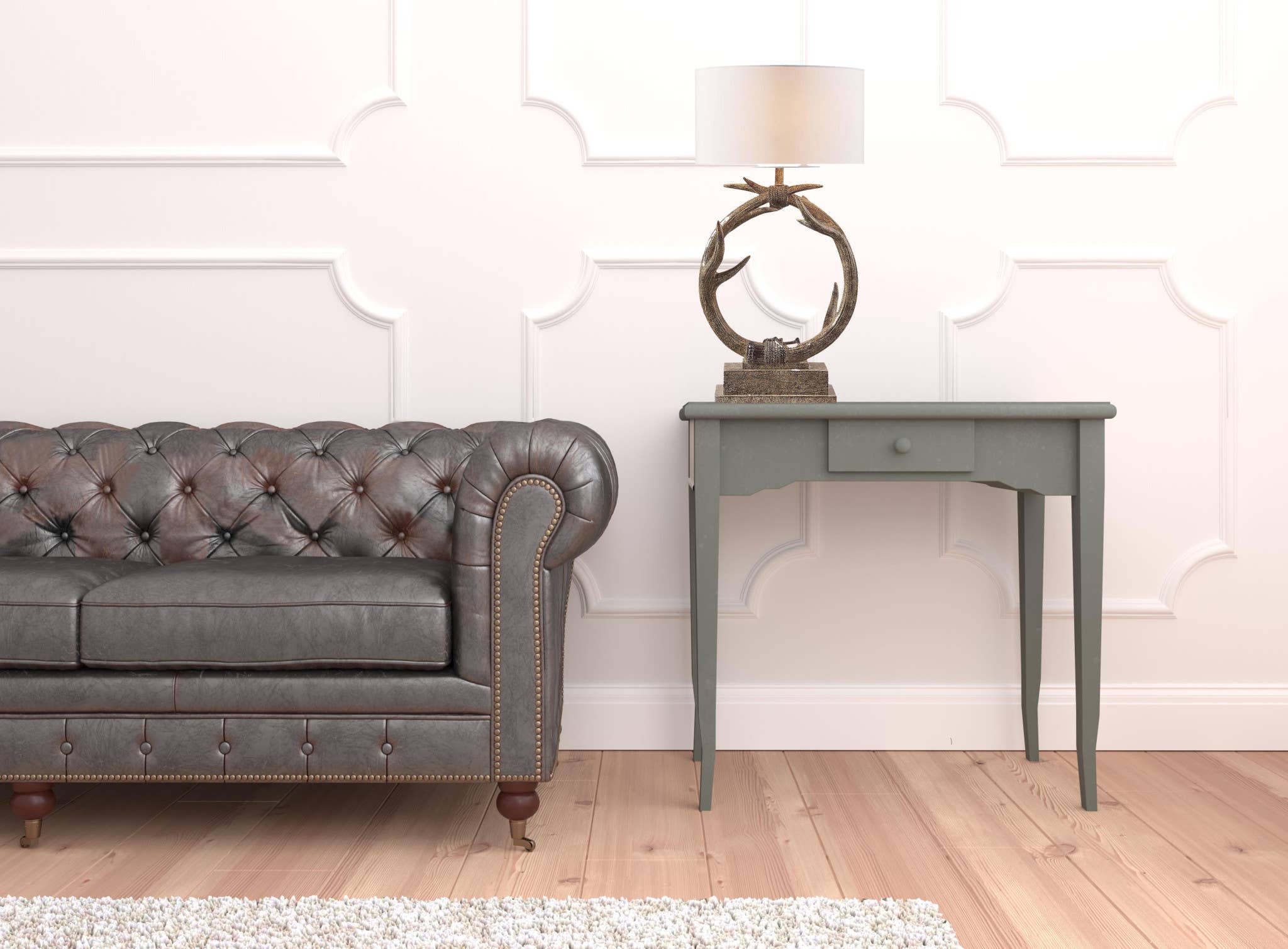 HomeRoots - Wholesale Accent/Desk Lamp - 27" Brown Rustic Faux Antlers Table Lamp With White Shade1