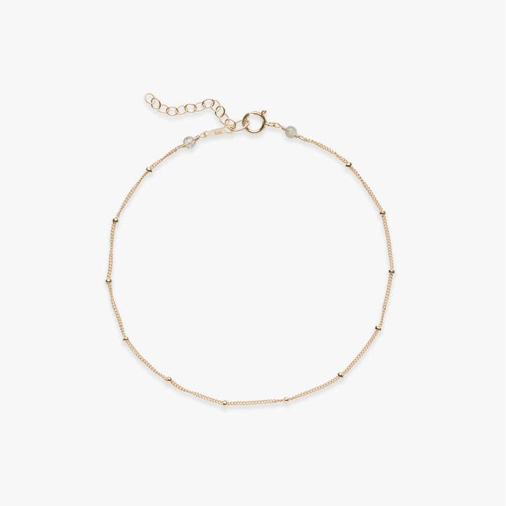Caviar anklet gold filled for wholesale by Koi Atelier