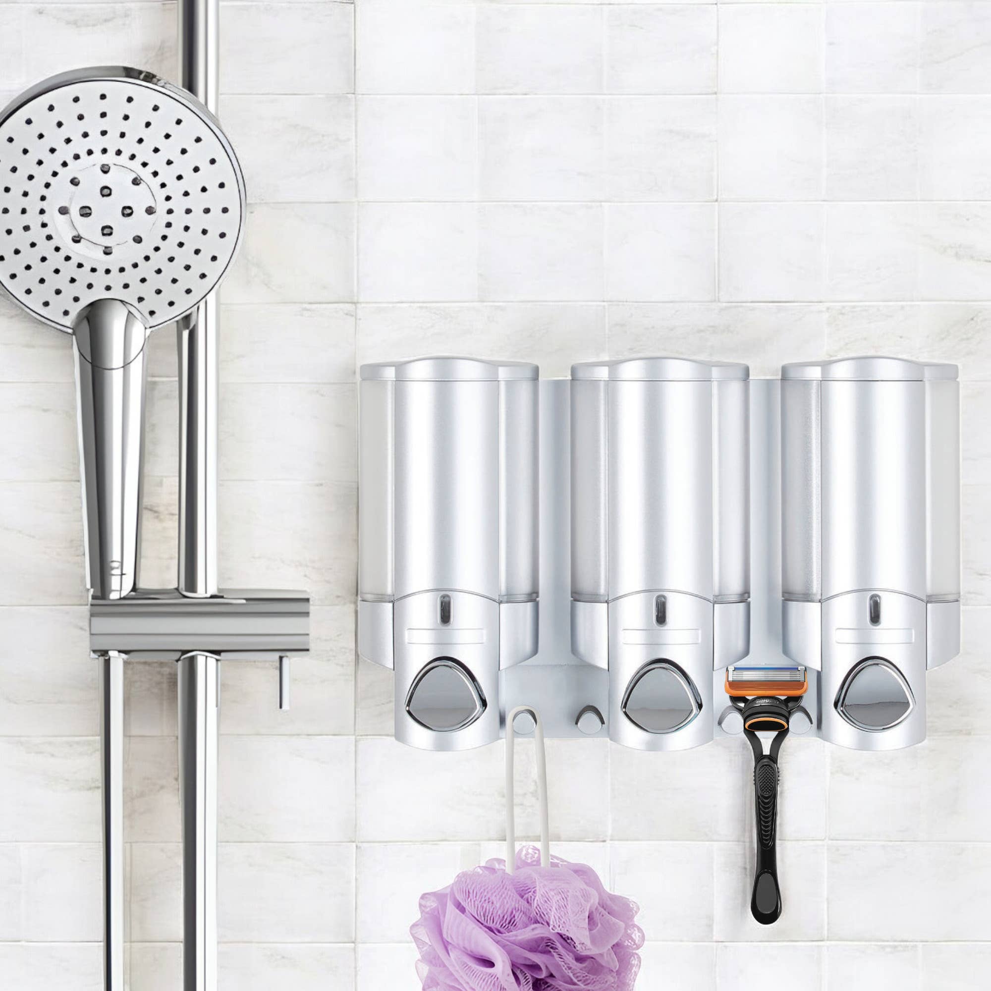 HomeRoots - Wholesale Soap Dispenser - Gray Heavy Duty Plastic 3 Chamber Wall Mount Soap Dispenser2