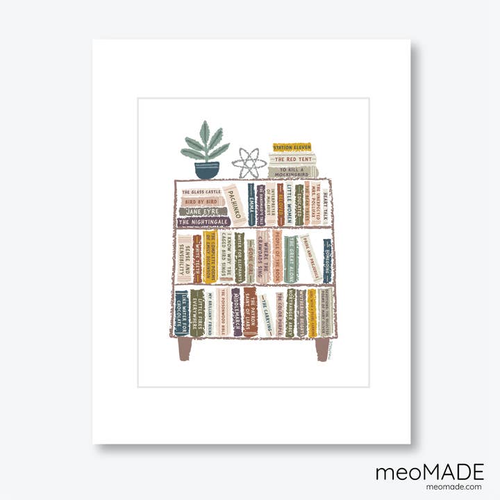 Female Authors Bookshelf Matted Art Print for wholesale by meoMADE