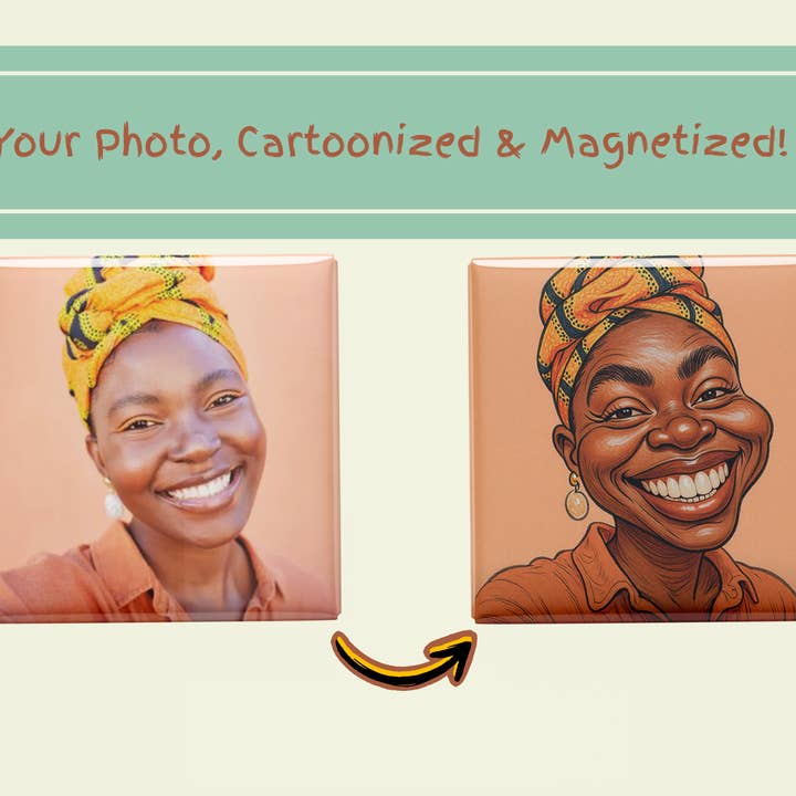 Custom Caricature Fridge Magnet – Personalized Cartoon Magnet from Your Photo, Set of 6 for wholesale by Embey Custom Designs