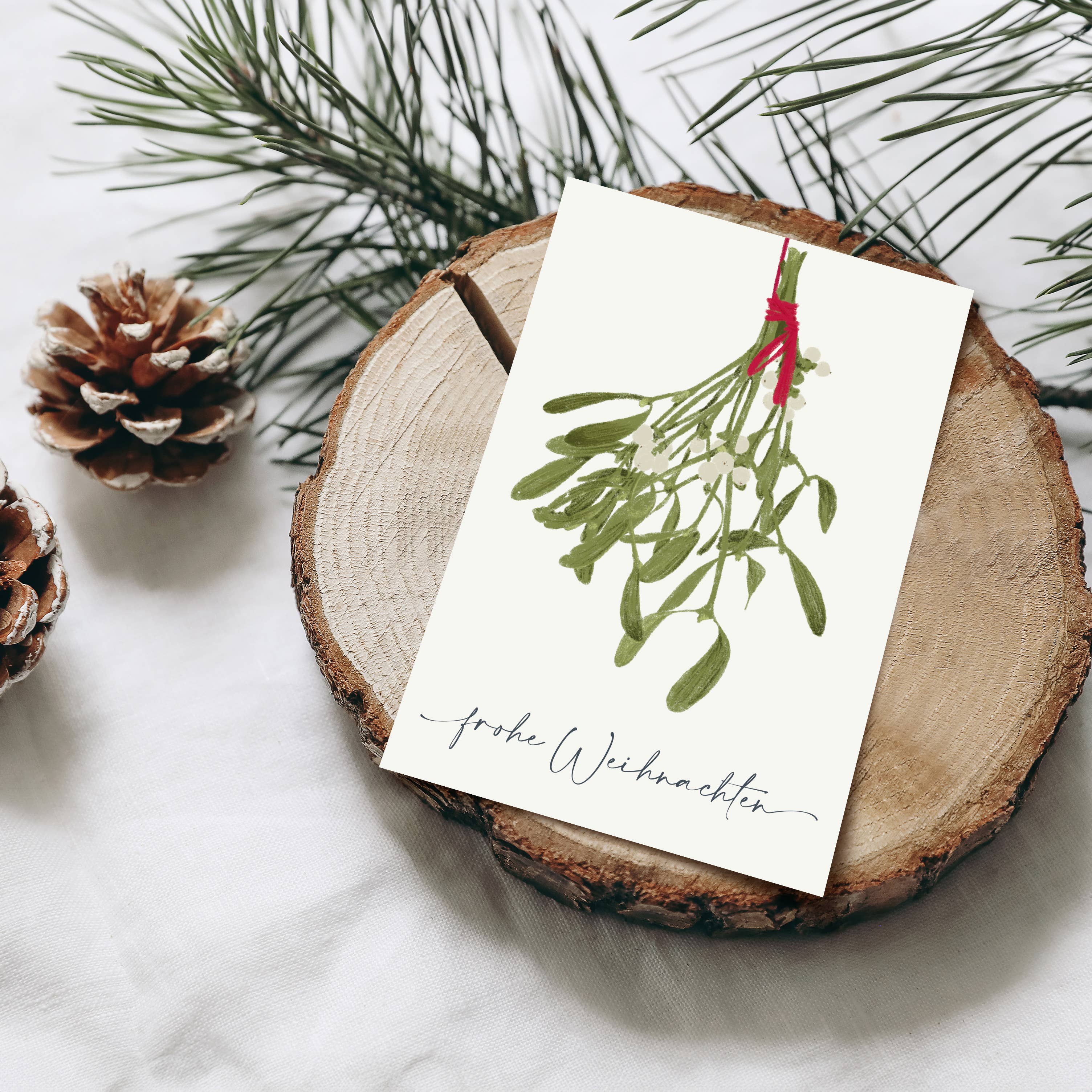 Wildblumen Atelier - Vendita all'ingrosso Biglietti di auguri di Natale - Biglietto di Natale vischio buone feste, carta FSC1