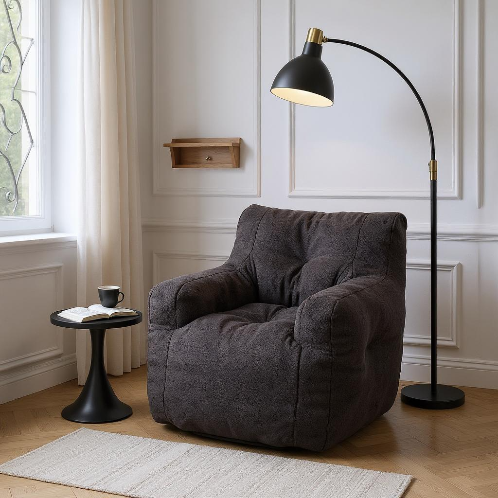 HOMYCASA DESIGN INC - Wholesale Chair - Teddy Fabric Bean Bag Chair Cozy Bedroom Lounge Seat7