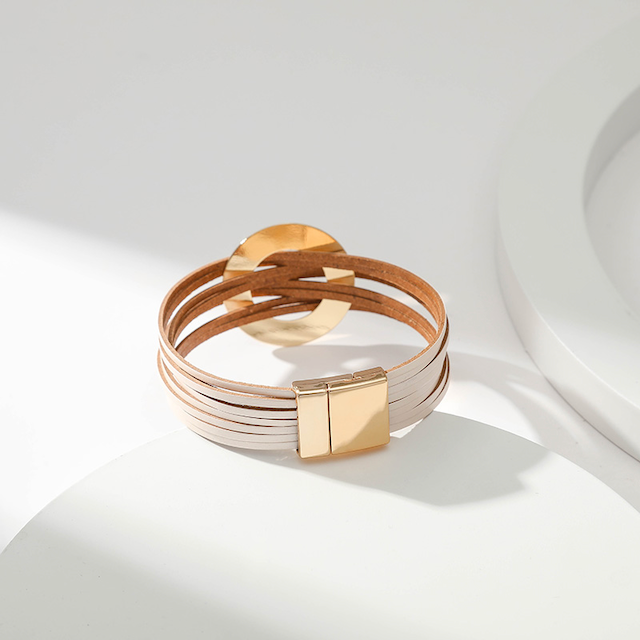 Pretty Persuasions - Vente Bracelet jonc - B22072 Bracelet en cuir PU à anneaux entrelacés11