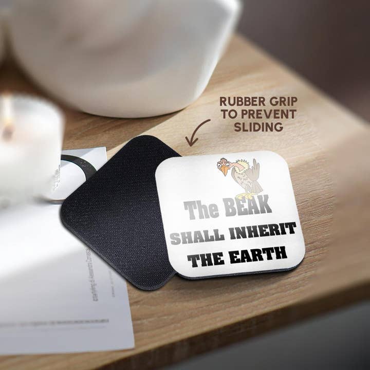 3dRose - Wholesale Coasters - 3dRose, Funny Cool The Beak Shall Inherit the Earth Buzzard Vulture Pun, Coaster10