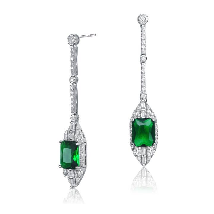 Genevive - Wholesale Dangle Earrings - Sterling Silver Cubic Zirconia Earrings(8993E)