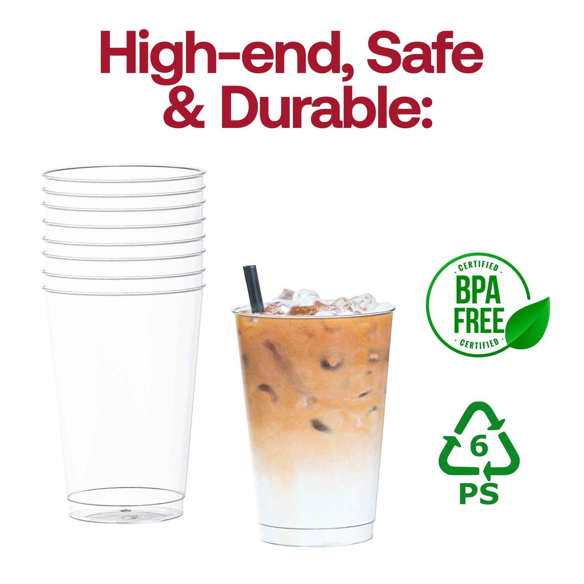 Smarty had a Party - Wholesale Disposable Cup - 12 oz. Crystal Clear Plastic Disposable Party Cups - 60 pcs5