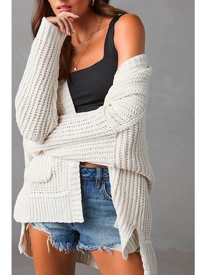 Miss Sparkling – Cardigan - Mulher por atacado – Casaco de Malha - Com Fendas Laterais1