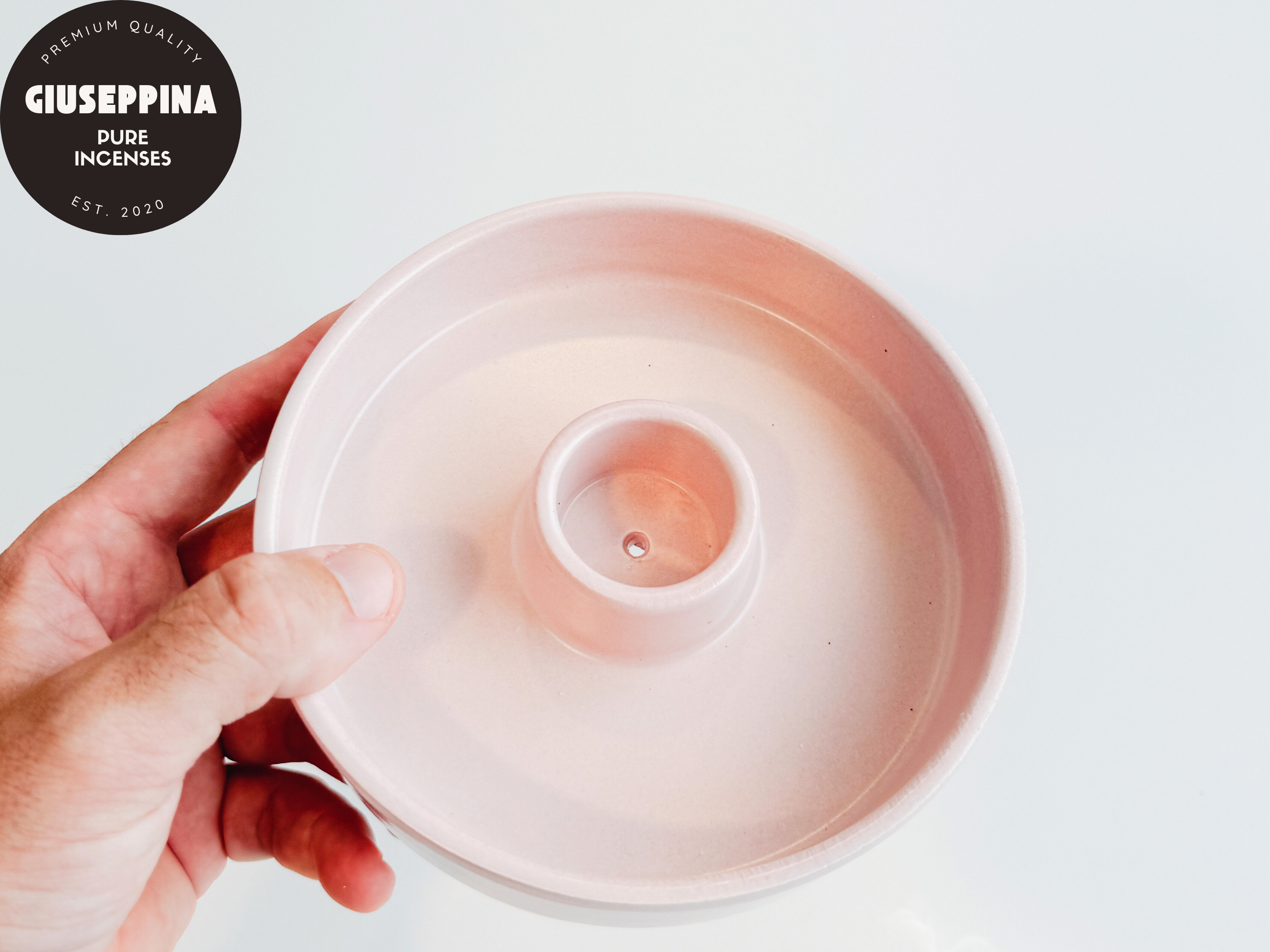 Giuseppina Shop - Vente Porte-encens - Porte-encens en céramique rond - Porte-encens polyvalent rose2