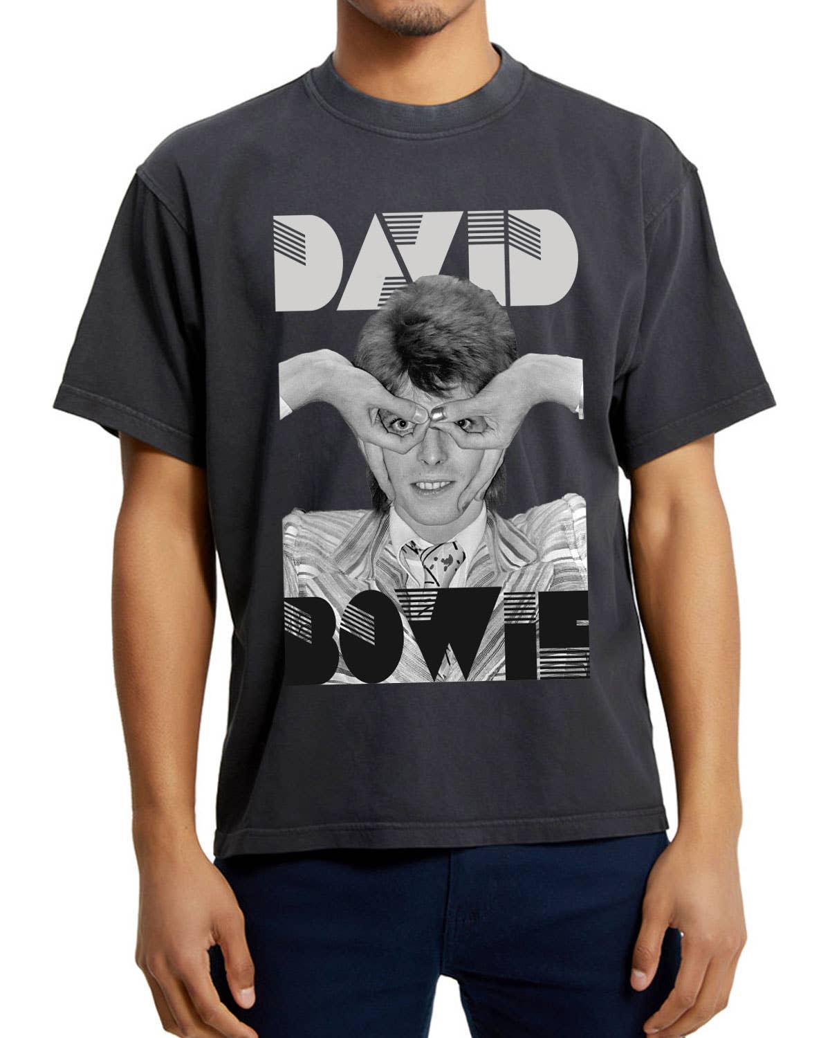 LivyLu - Wholesale Screen Printed T-Shirt - Unisex - David Bowie Glasses Black Licensed Hi-Dive Graphic Tee