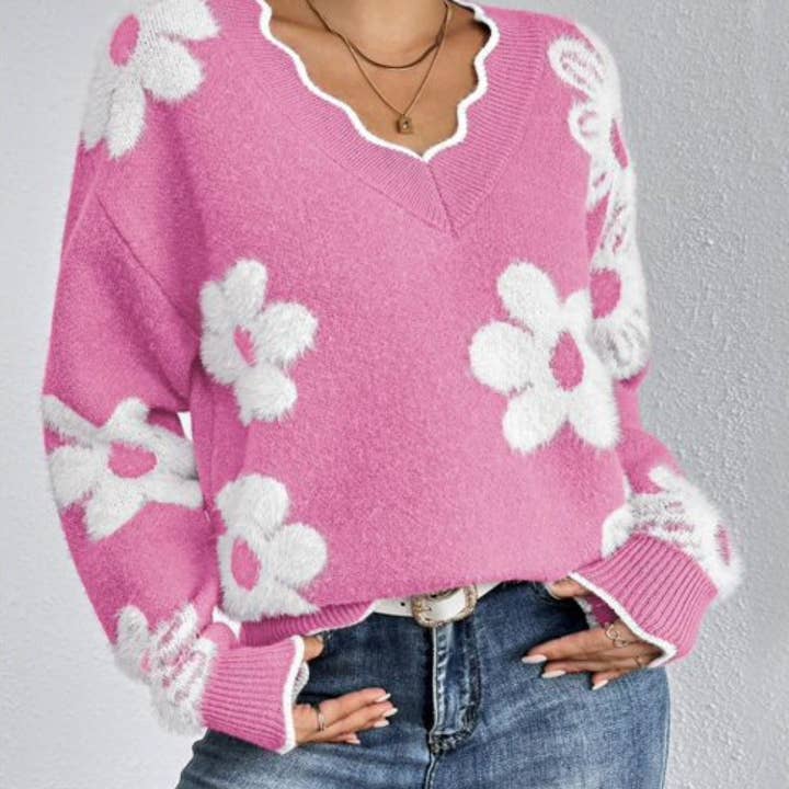 Masyal - Wholesale Knit Sweater - Women's - Women's Autumn Winter Knitted Lace Collar Jacquard Sweater2