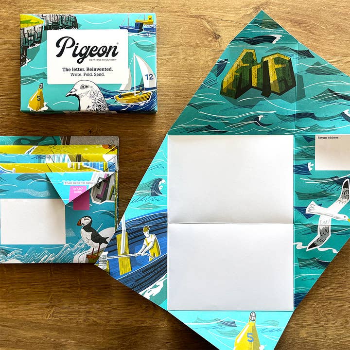 pigeonposted - Wholesale Stationery/Notecard Set - Safe Harbour Pigeon Folding Letter Pack – pack of 6 letters1