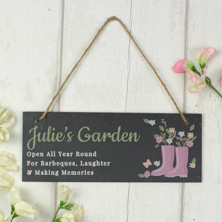 Simply Canvas Art – wholesale Sign – Personalised Floral Garden Slate Sign