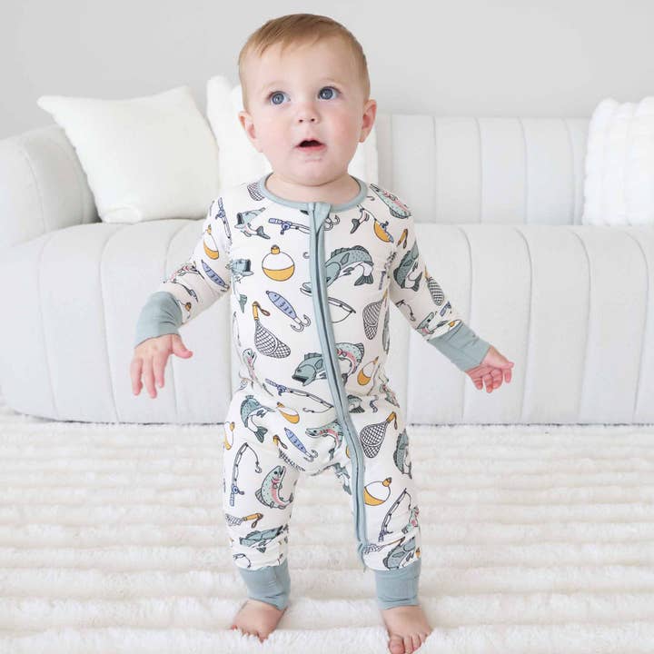 Catch of the Day Convertible Zip Romper for wholesale by Caden Lane