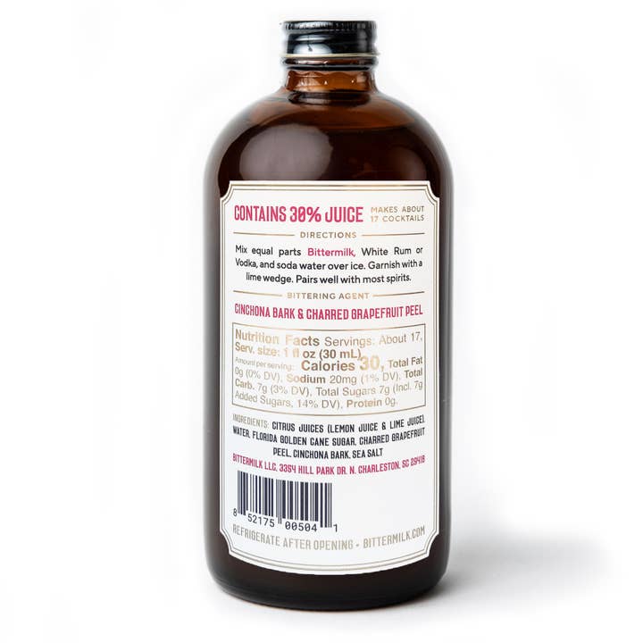 Bittermilk Bottling Co. - Wholesale Cocktail Mix/Syrup - Bittermilk No.5 - Charred Grapefruit Tonic with Sea Salt
