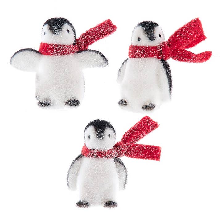 Kurt S. Adler, Inc. - Wholesale Ornament Set - 2-4.5"PLSTC FLOCKED PENGUIN ORN 3A